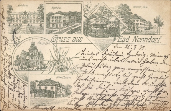Ak Bad Nenndorf an der Weser, Badehaus, Kurhaus, Villa, Hotel Cassel
