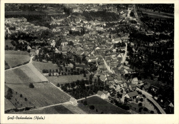 Ak Großbockenheim Bockenheim an der Weinstraße Pfalz, Fliegeraufnahme
