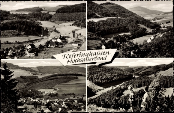 Postcard Referinghausen Medebach in the Sauerland, panorama, partial views