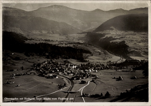 Postcard Oberstaufen in Allgäu, Hochgraf, Bavarian Allgäu, view from the airplane