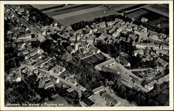 Postcard Neumark near Weimar Thuringia, aerial photograph
