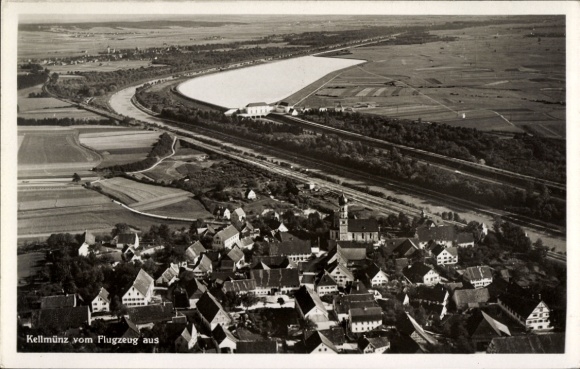 Postcard Kellmünz on the Iller Swabia, aerial photograph