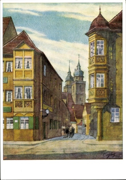 Kunstenaar Ak Schmitz, Hans, Bayreuth in Opper-Franken, blik in de Brautgasse