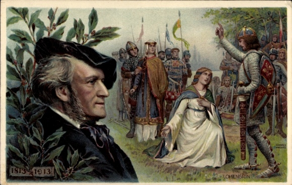 Ak Componist Richard Wagner, scène uit Lohengrin