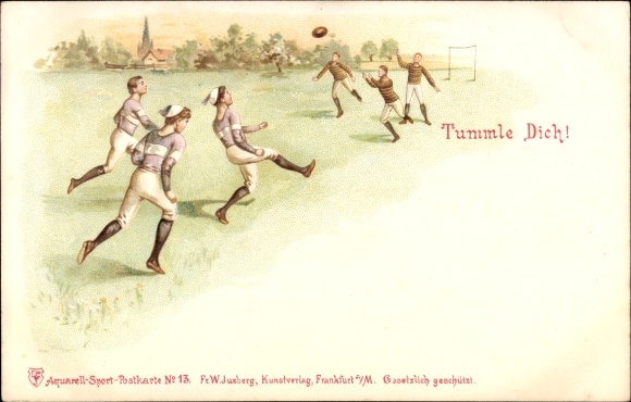 Chromo-Litho Tumble yourself, football game, rugby?