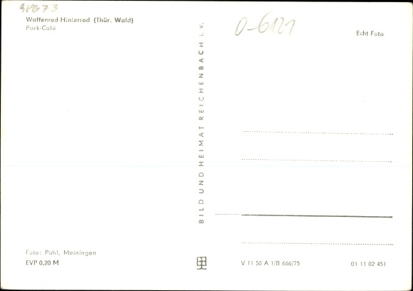 Postcard Waffenrod Hinterrod Eisfeld Thuringia, Park Cafe