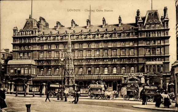 Postcard London City England, Charing Cross Station