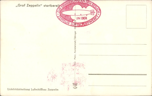 Postcard Friedrichshafen on Lake Constance, Graf Zeppelin in the airship shipyard, LZ 127, ready for takeoff