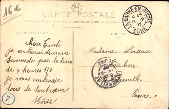 Postcard La Barre Eure, Route de Broglie