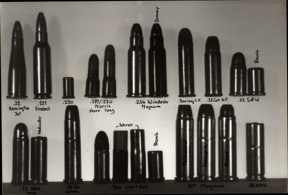Photo Ammunition, Cartridges .22 Remington Jet, .221 Fireball, .256 Winchester Magnum, .32 S&amp;W