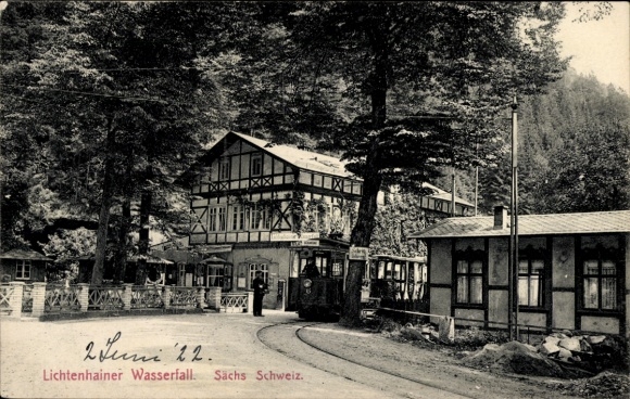 Ak Lichtenhain Sebnitz Sächsische Schweiz, Lichtenhainer Wasserfall, Eisenbahn