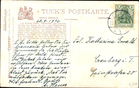 Artist Postcard Flower, Charles, Cologne on the Rhine, west side of the cathedral