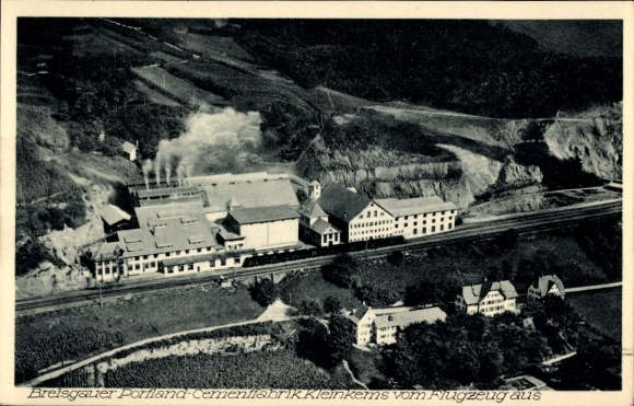 Ak Kleinkems Efringen Kirchen am Oberrhein, Breisgauer Portland-Cementfabrik, Fliegeraufnahme
