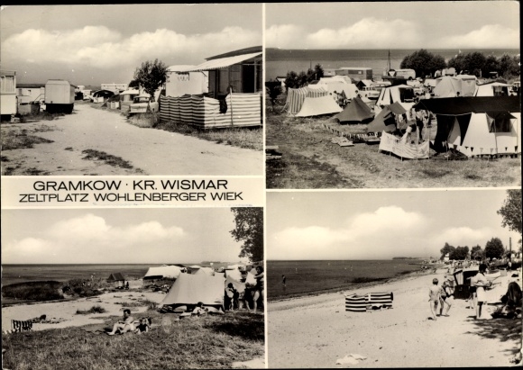 Postcard Gramkow Hohenkirchen Northwest Mecklenburg, campsite Wohlenberger Wiek, beach