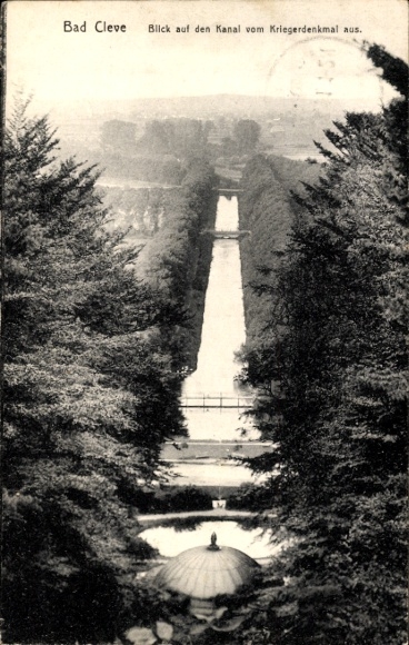 Ak Bad Cleve Kleve am Niederrhein,  Blick auf den Kanal, Kriegerdenkmal
