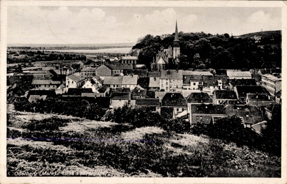 Postcard Oderberg in der Mark, general view from Geisberg