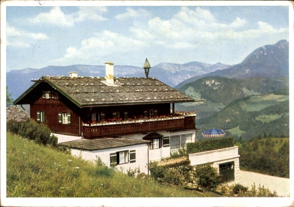 Postcard Obersalzberg Berchtesgaden in Upper Bavaria, Berghof, Haus Wachenfeld, country house of the Reich Chancellor