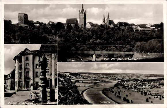 Postcard Bad Wimpfen am Neckar, general view, inn, butcher shop