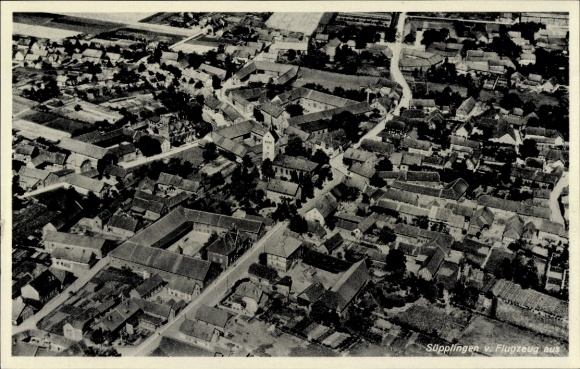Postcard Süpplingen district of Helmstedt in Lower Saxony, aerial photograph