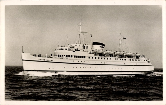 Ak Bundesbahn volle zeeveerboot Duitsland