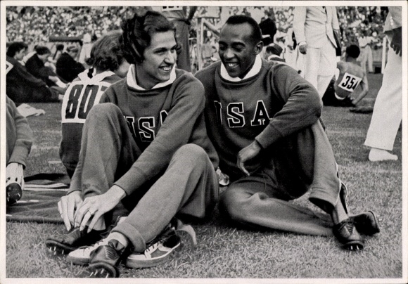 Obraz kolekcjonerski Igrzyska Olimpijskie 1936, lekkoatleci Jesse Owens i Helen Stephens