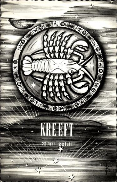 Artist Postcard Bedan, Zodiac sign Cancer, June 22 to July 22