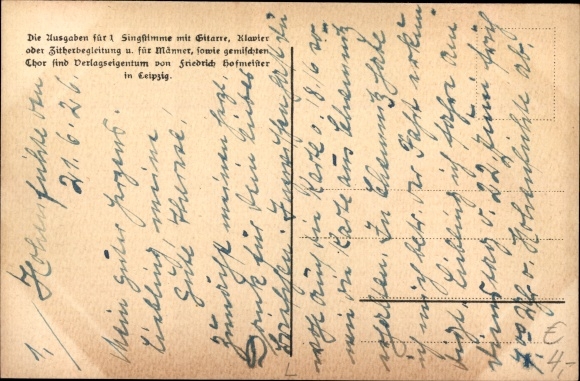 Song Postcard Mei Vaterhaus, Unt. Günther&#39;s father&#39;s house, costumes Erzgebirge