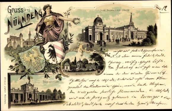 Chromo-Litho Nuremberg, Bavaria. National Exhibition 1896, State. Institutions, Army Museum