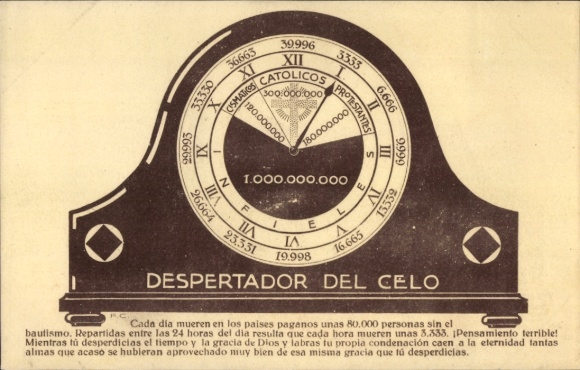 Postcard International Exhibition Barcelona, Spanish missionary, awakener of zeal