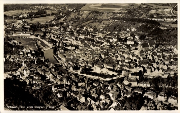 Postcard Schwäbisch Hall in Württemberg, aerial photograph