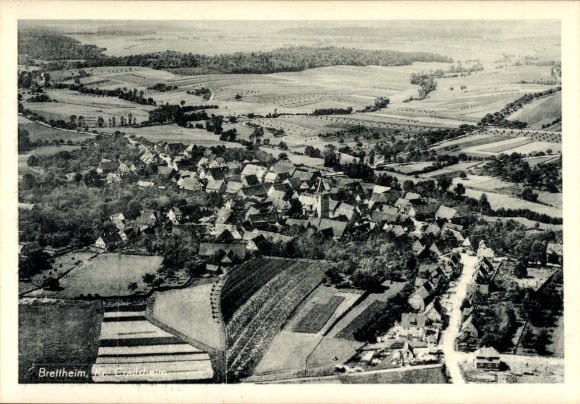 Postcard Brettheim Rot am See Württemberg, aerial photograph