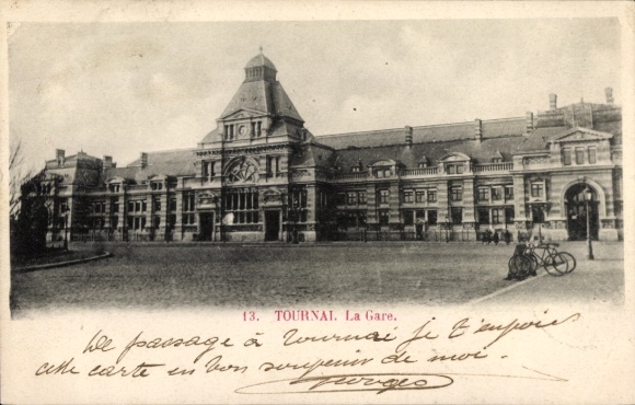 Ak Doornik Wallonië Henegouwen, treinstation