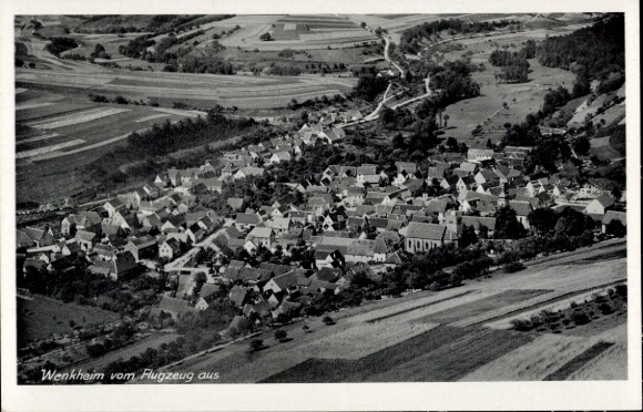 Postcard Wenkheim Werbach an der Tauber, aerial photograph
