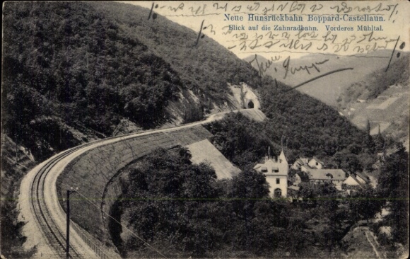 Postcard Boppard am Rhein, New Hunsrück Railway, Cog Railway, Vorderes Mühltal