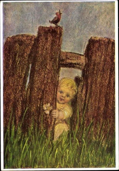 Artist PC Spötl, Maria, look into the world, child looks through broken fence