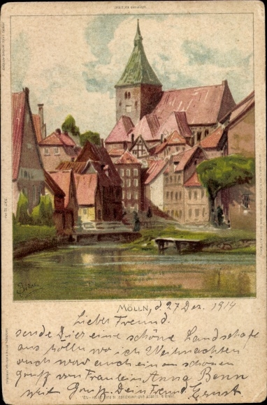 Artist Chromo-Litho Bilse, Mölln in Schleswig Holstein, church