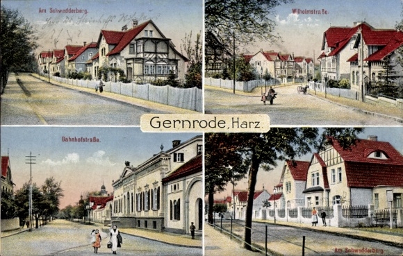 Ak Gernrode Quedlinburg in de Harz, Am Schwedderberg, Bahnhofstraße, Wilhelmstraße