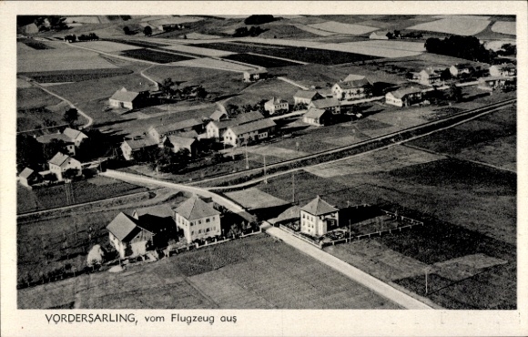 Postcard Vordersarling Unterdietfurt Lower Bavaria, aerial photograph