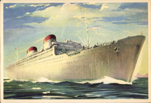 Postcard TN Conte Grande, Conte Biancamano, Italia di Navigazione, steamship