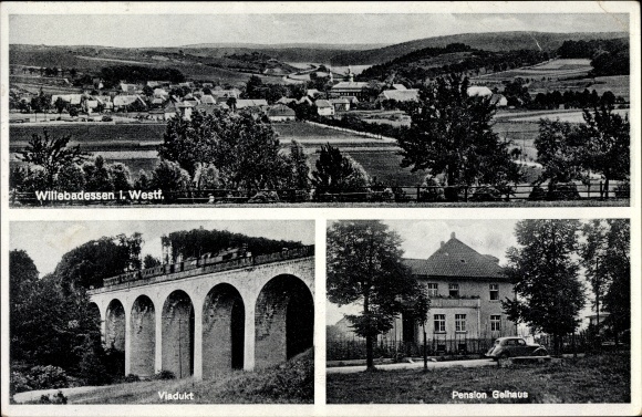 Postcard Willebadessen North Rhine Westphalia, Totale, Viadukt, Pension Gelhaus