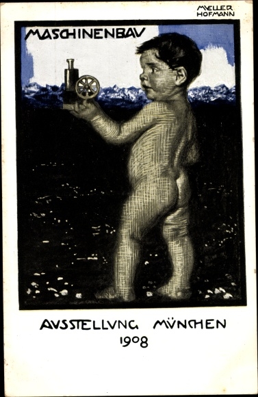 Artist PC Müller Hofmann, Munich, exhibition 1908, mechanical engineering