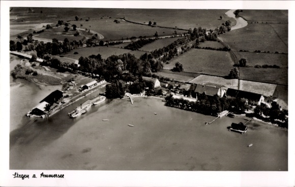 Postcard Stegen Inning am Ammersee, aerial photograph