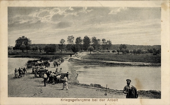 Postcard prisoners of war at work