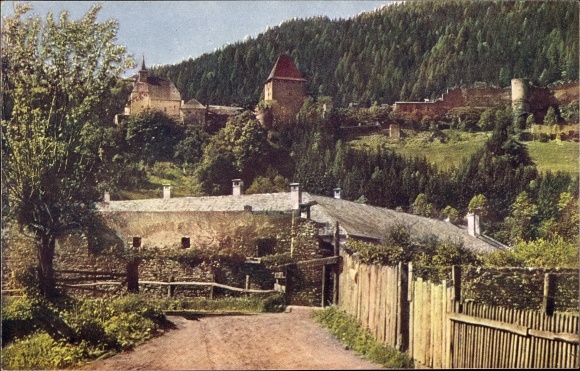 Postcard Friesach in Carinthia, ruin Petersberg