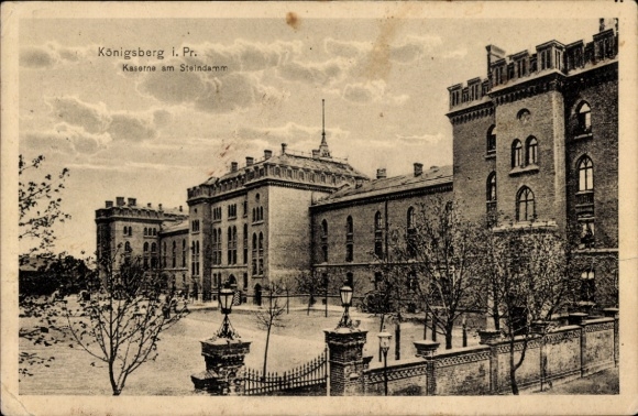 Postcard Kaliningrad Königsberg East Prussia, barracks, stone dam