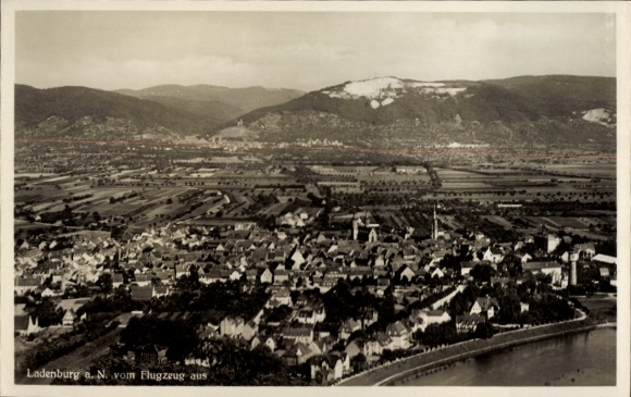 Postcard Ladenburg am Neckar Baden, aerial photograph