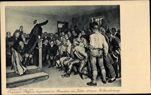Artist Postcard Kampf, A., Wrocław Breslau in Silesia, Professor Steffens enthusiastic about the uprising