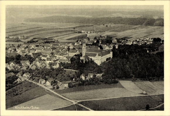 Postcard Kirchheim in Schwaben, aerial photograph