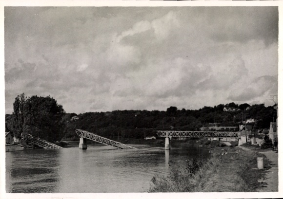 Photo Champagne sur Seine Seine et Marne, Destroyed Bridge, 1940