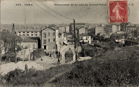 Ak Ivry sur Seine Val de Marne, Stadtansicht, Panorama von der Rue du Grand Gord, grafische Da...